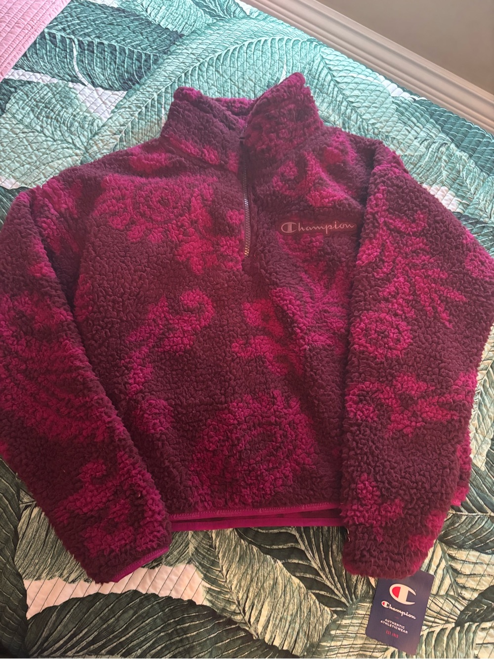 Champion Burgundy & Berry Sherpa Quarter-Zip Pullover